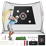 MoKo Golf Net, 10 x 7ft Golf Practice Net with 2 Targets, Portable Hitting Nets for Backyard Garage Indoor, Improve Swing Putting Pitching, Gift for Men & Golfer