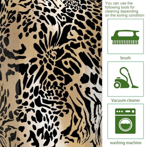 Pack de 2 alfombrillas de cocina de leopardo marrón, alfombras absorbentes y lavables para el hogar. 5