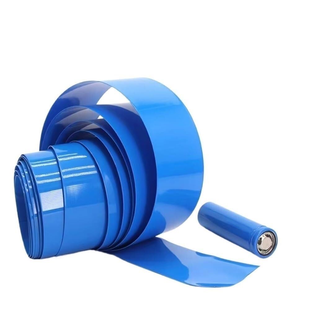 Rurka termokurczliwa PVC do akumulatorów 18650 21700 26500 - niebieska tulejka kablowa, długość 1 m, szerokość 70-80-450-500-530 mm, 1 szt.(420mm)