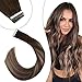 Produktbild Ugeat 20zoll Echthaar Extensions Tape in Remy Seamless Hair Unsichtbar Secret Band Haarverlangerungen Remy Naturlich Glatt 50Gramm 20Stucke (Dunkelbraun bis Aschblond und Braun #4/18/4)