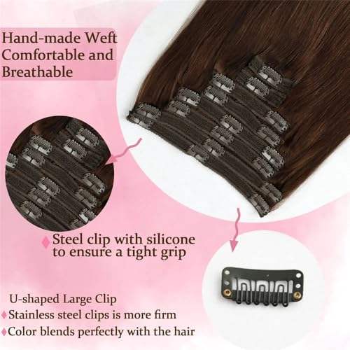 Extensiones de cabello humano clip 8 piezas 120g liso marrón de 20 pulgadas 4