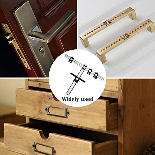 Cabinet Hardware Jig Adjustable Power Tool Punch Locator, Aluminum Alloy Template Wood Drilling Dowelling Guide for Handle Knob Pull Installation of Door and Drawer (Black plastic)