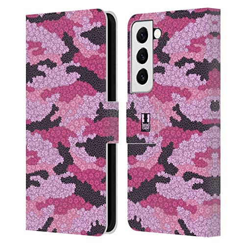 Housse portefeuille Samsung S22 5G en cuir imprimé Floreal Camo