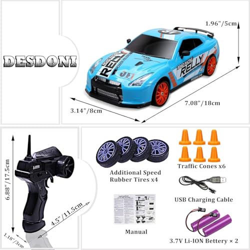 Image of MICROMINI RC Drift Car 2.4GHz Remote Control Car 4WD, RC Drifting Cars Vehicle High Speed Racing RC Drifting Car Toys Gifts for Boys Girls Kids Adults Mini (Light Blue)