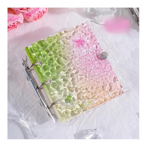 MHGTTRE シール帳 透明台紙 カラフルグラデーション 女の子向け バインダー リフィル 12×11cm 活頁ブック用 1マスリフィル20枚セット ? おしゃれで使いやすいクリア差替式ポケットファイル(グリーン+ピンク)