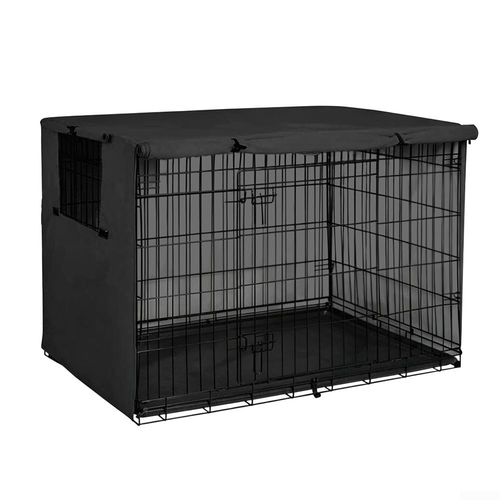 Pet Crate Cover Compatible with Most Standard Sized Crates Delivers Consistent Shade and Calming Enclosure for Dogs (black)