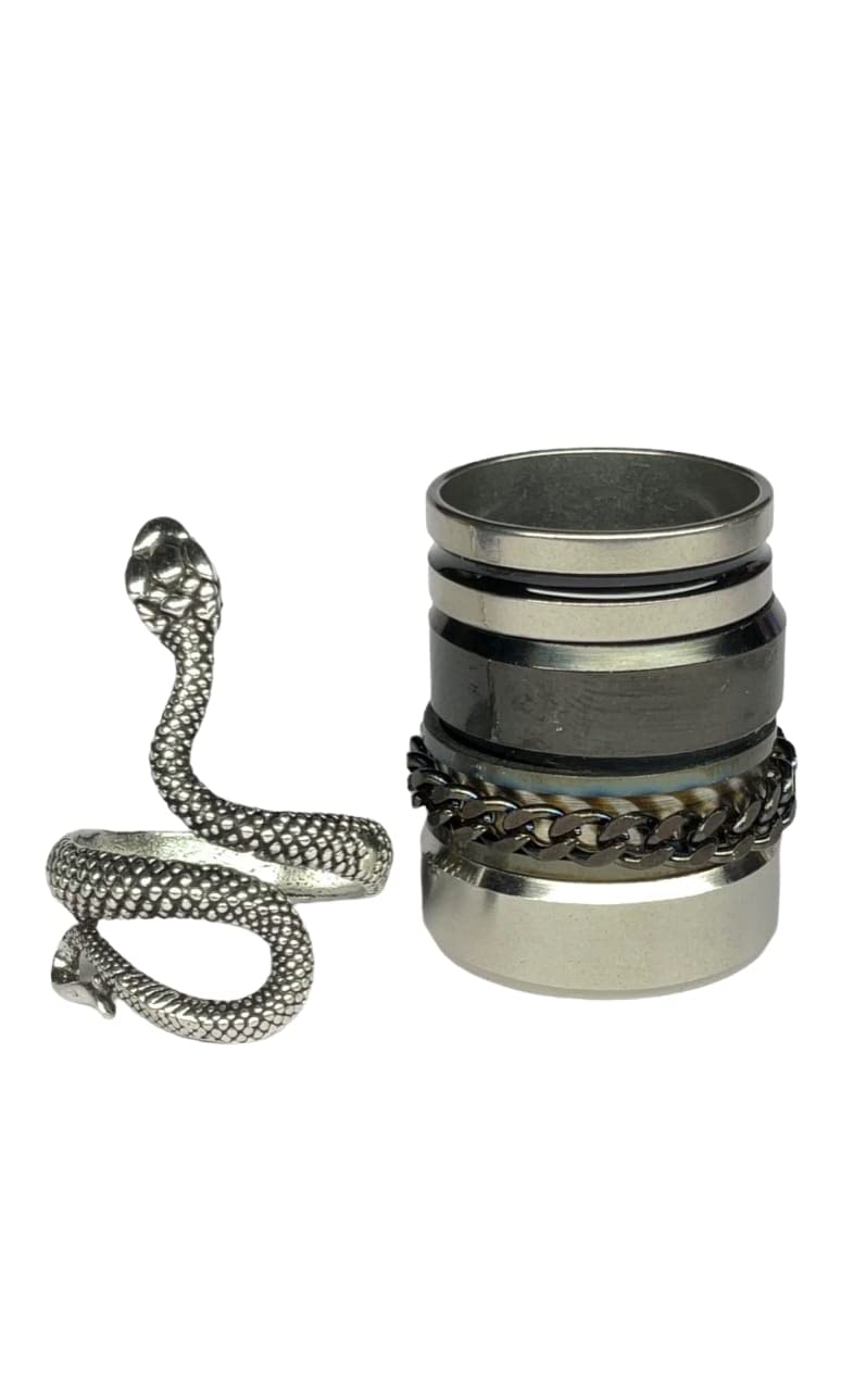 elegant attire clubBlack Horse Shoe Iron Ring, Shani Chhalla Kale Ghode Ki Naal Ki Ring Set of 5 Adjustable Ring Combo Pacl of 1