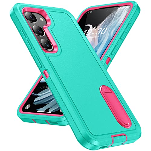 Benbenjaytek for Samsung Galaxy S23 Plus Case Cover Triple Layer Heavy Duty [Shockproof] [Dust Proof] Bumper Corner Hybrid Rugged Rubber Phone Case for Samsung Galaxy S23 Plus 5G (Teal+Rose Pink)