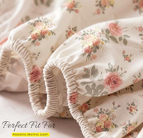 Image of BSB HOME 240 TC Cotton Feel Fitted Bedsheet for Double Bed, All-Round Elastic Deep Pocket, Soft Breathable Wrinkle Resistant & Skin Friendly Bed Sheet, Easy Care, 72 x 72 + 10 Inches - Blossom Pink