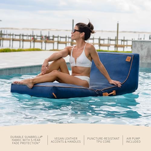 Big Joe Lux Inflatable Pool Float Lounger, Harbor Blue Sunbrella by Big Joe - Used condition - Image 6