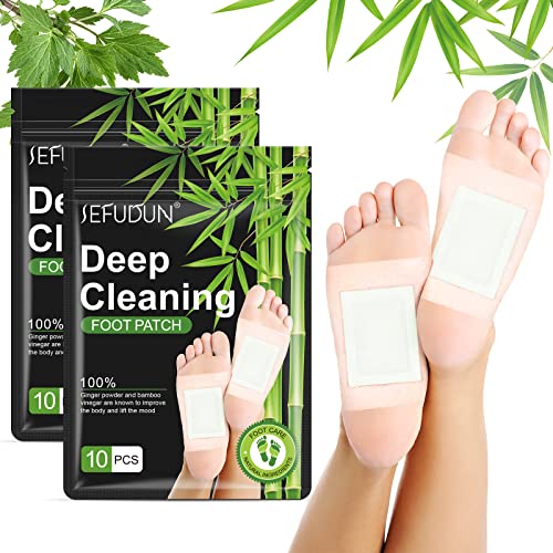 Patch Foot Pieds, 20 Pièces Deep Cleansing Patch Pieds, Gingembre Au Vinaigre De Bambou Naturel, Améliorent la Qualité Du Sommeil, La Circulation Sanguine, Eliminent les Toxines du Corps