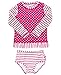 RuffleButts Little Girls Berry Striped Polka LS Rash Guard Bikini - Purple - 4T
