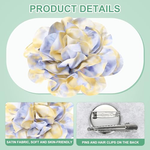 Image of M METERXITY Extra Large Rose Flower Brooches, Lapel Pins Dainty Satin Fabric Big Camellia Oversized Brooch Pin for Women