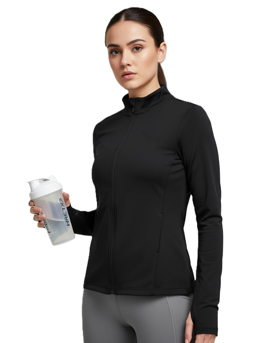 PUMP'D Women's Jacket| Slim Fit|Thumb Hole Open Sleeve|With zipper|Perfect for workout