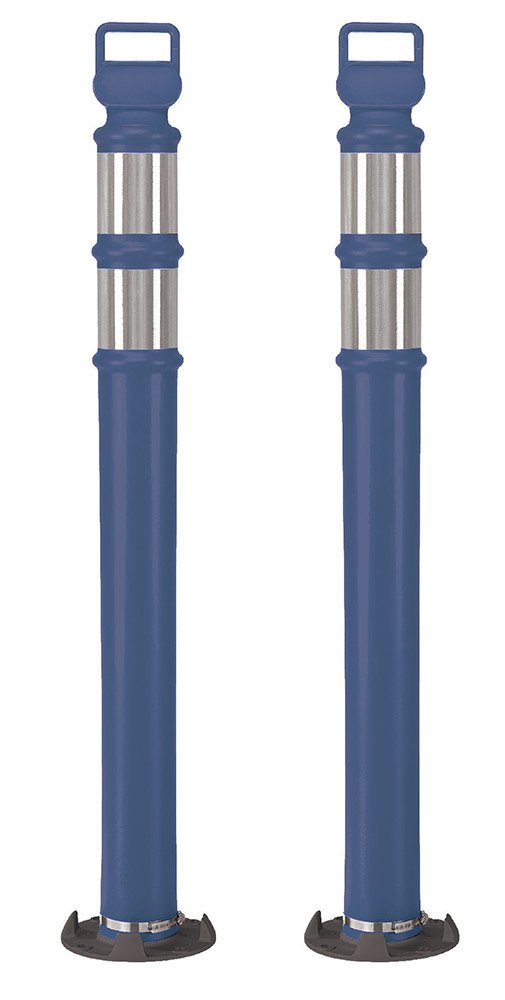 Cortina EZ Grab Delineator 45" Post, 4" HIP Collars with Permanent Base, 03-746BABC-2, Blue, 2 Pack