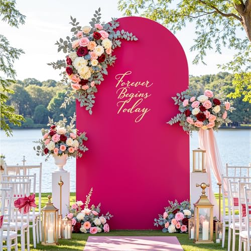 Hot Pink Arch Backdrop Cover 6FT Wedding Hot Pink Arch Covers Stretchy Backdrop by Little Funny - Used condition - Image 2