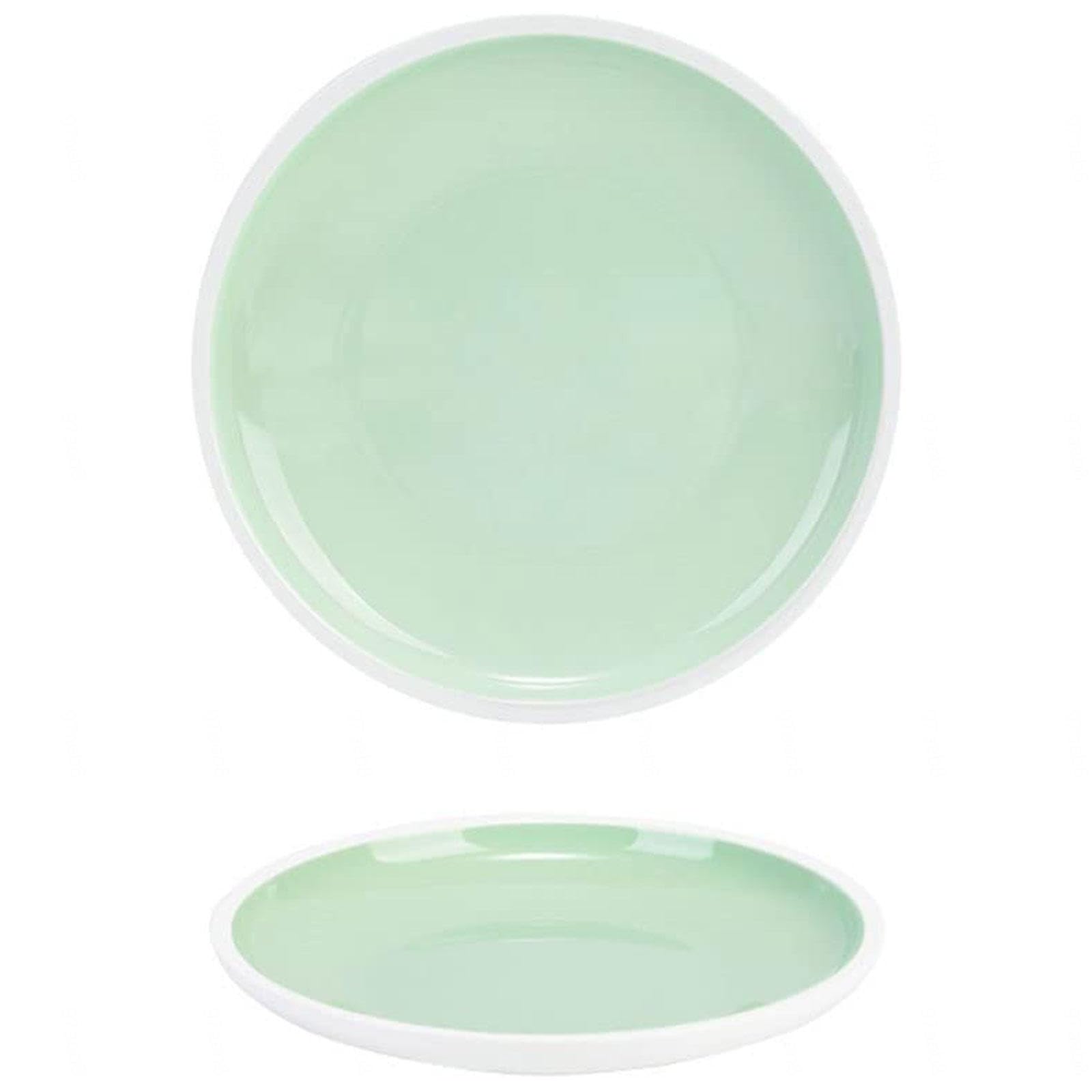 Platos Llanos de Plástico Irrompibles y Reutilizables - Plato Llano de Melamina - Platos Llanos Apilables Utensilios de Cocina - Antiarañazos, Apto para Lavavajillas, Libre de BPA,Green-11in
