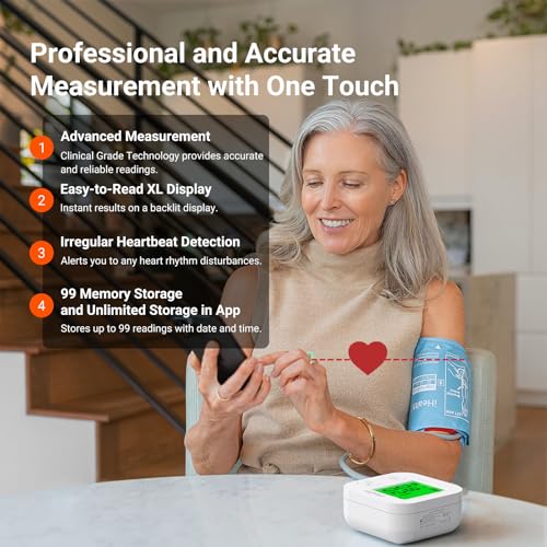 iHealth Track Vernetztes Oberarm-Blutdruckmessgerät, mit einer einstellbaren Universal-Manschette...