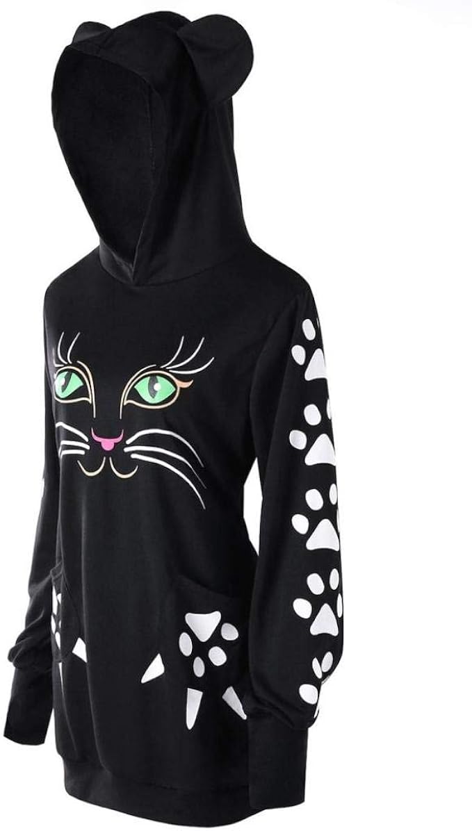 K-youth sudadera mujer, Gato Impresión Mujer Sudaderas con ...