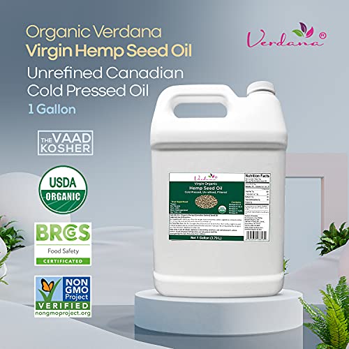 Organic Verdana Virgin Hemp Seed Oil â Unrefined Canadian Cold Pressed Oil â Non-GMO, Kosher Food Grade and Organic â 1 Gallon - Image 3