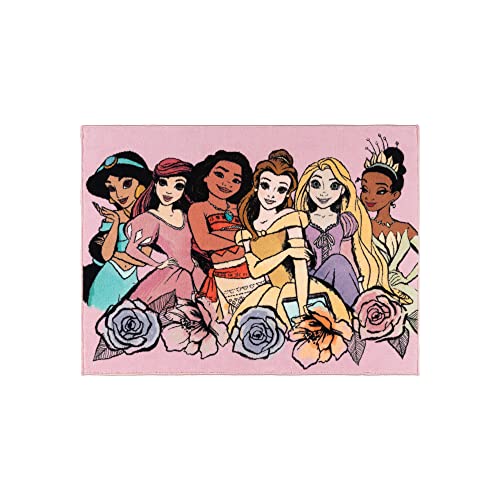 Image of Gertmenian Disney Princesses Indoor Area Rug - 3x5 Small, Non-Slip, Ideal for Children in Bedroom, Game Room, Classroom, Nursery or Play Area - Princess Group, 19863