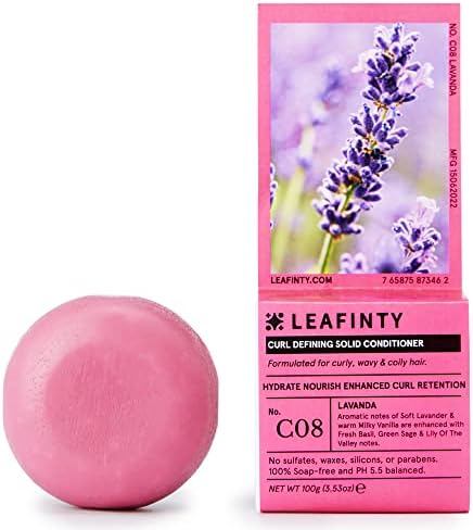 Leafinty Solid Conditioner Bar for Curly, Wavy, Coily and Kinky Hair- Sulfate Free, Natural, Eco-Friendly, Sustainable, Zero Waste,100g (Pack of 1, up to 75 uses)