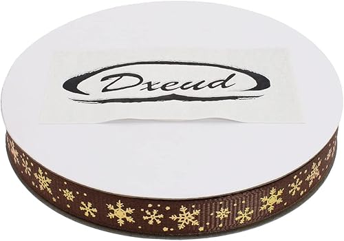 Miniatura 7 de Cinta de grogrén de copo de nieve con impresión dorada de 25 yardas cada rollo con borde tejido 100% poliéster (38 pulgadas, blanco)