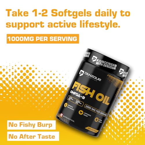 Image of Denzour Nutrition Multivitamin and Fish Oil Combo | 60 Multivitamin Capsules + 60 Omega 3 Fish Oil 1000mg Softgels | 25 Essential Vitamins & Minerals | Supports Immunity, Energy & Joint Health | Men & Women