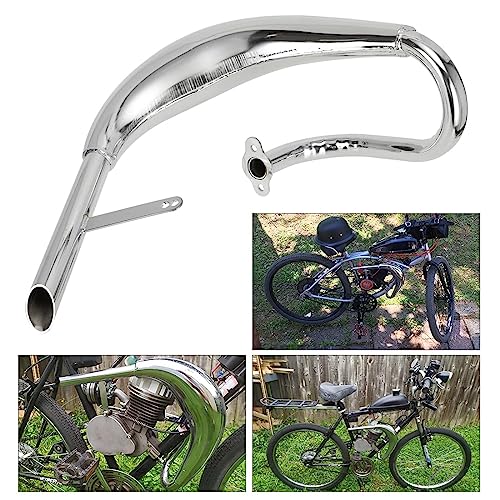Image of FVRITO Performance Chrome Exhaust Muffler Expansion Chamber Pipe Silencer Gasket for 2 Stroke 50cc 66cc 80cc 100cc Engine Gas Motorized Bicycle Motor Bike Silver
