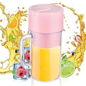 Draagbare Blender met 6 Messen, USB Type-C Oplaadbare Smoothie Blenderbeker, 1200mAh Batterij, IP67 Waterdicht, Ergonomische Handgreep, BPA-vrij in Roze