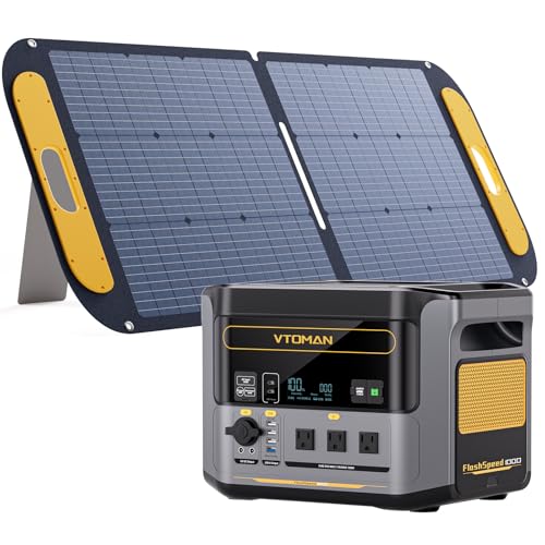 Image of VTOMAN FlashSpeed 1000 Solar Generator 1000W /828Wh with 110W Solar Panel - LiFePO4 Battery, Expandable to 2376Wh, IP67 Waterproof Solar Charging for Extended Off-Grid, Home Backup, Camping, RV