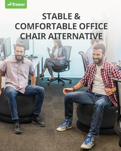 Trideer Cadeira de bola de ioga cadeira de bola de exercício com base para mesa de escritório em cas