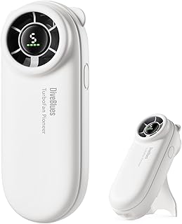 Diveblues TurboBear Mini Portable Turbo Fan – 8.8m/s Powerful, Super Light 85g, 5 Speed, Rechargeable Battery, Compact Poc…