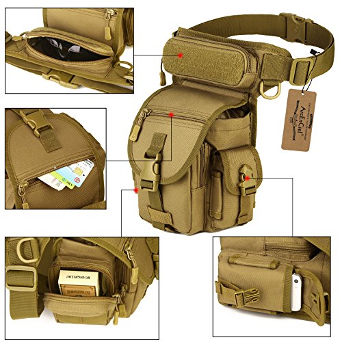 Arcenciel Leg Bag Tactical Military Drop Waist Thigh Hip Fanny Pack Tool Gear Pouch For Paintball Airsoft Motorcycle Riding (Coyote Brown) #TOP3