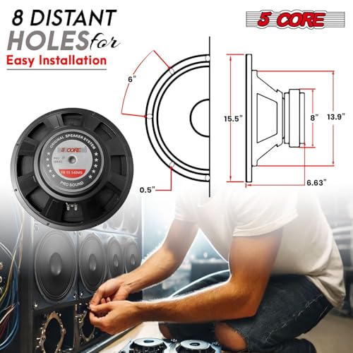 Image of 5 CORE 15 inch Subwoofer Pair 2000W 8 Ohm 40 Oz Magnet 2.5 inch Voice Coil Deep Bass PA DJ Full Range Speaker Pro Audio Driver - FR 15 140 MS 2PCS