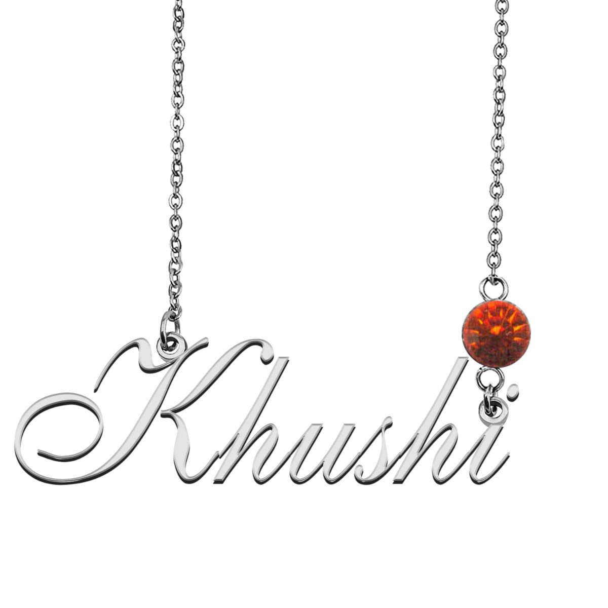 GR35Z9Customized Silver Name Necklace with Dainty Birthstone for her