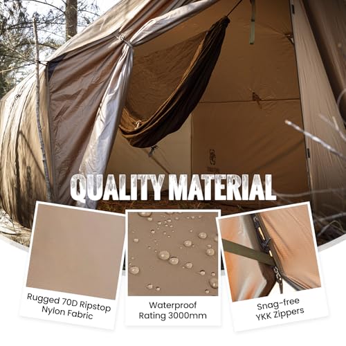 OneTigris TEGIMEN Hammock Hot Tent with Stove Jack - Spacious, Versatile Wall Tent with Snow Skirt - 3000mm Waterproof - Image 5