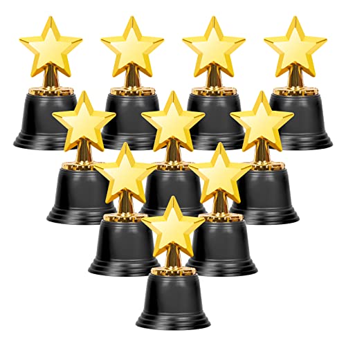Mardatt Lot de 10 trophées en plastique en forme d'étoile dorée de 11,4 cm pour les fêtes, les concours