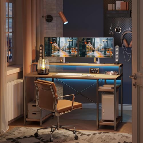 Image of Un-Desk Nova Computer Table for Home Office and Study Table with 3 Shelf Workstation Desk for Desktop Pc Laptop and Gaming with Keyboard Tray Reversible Shelf Left and Right 120 CM Oyster Cream