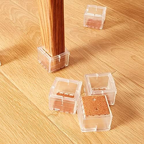 Coqlycot Silicone Furniture Feet Pads,24Pcs Square Chair Leg Caps with Felt Pads Table Cover Floor Scratches Protectors for Square Leg (For 31-36mm Square Leg)