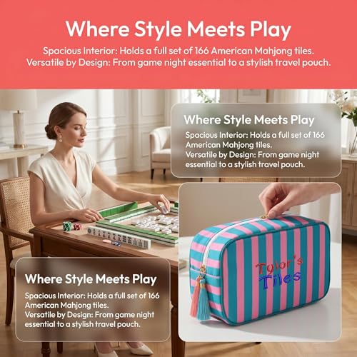 Bolsa personalizada para fichas de Mahjong con bordado miniatura 6