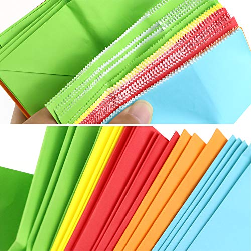 Newbested 50 Pack Small Rainbow Bright Color Kraft Paper Bags,Flat Bottom Grocery Wrapped Treat Goody Bags For Craft,Birthdays,Baby Showers,Wedding,Party Favor(5 Colors,5.1" X 3.1" X 9.4") #TOP2