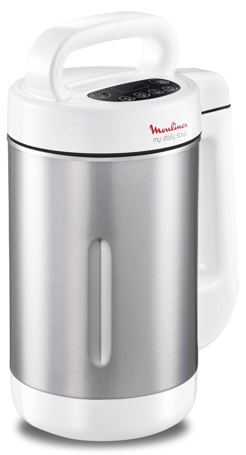 Moulinex My Daily Soup Cuiseur à soupe, Blender chauffant 1,2 L, 4 programmes, Ecran digital, 4 lames inox, Mixe et cuit, Recettes froides et chaudes, Soupes, Veloutés, Smoothies, Milkshakes LM542110