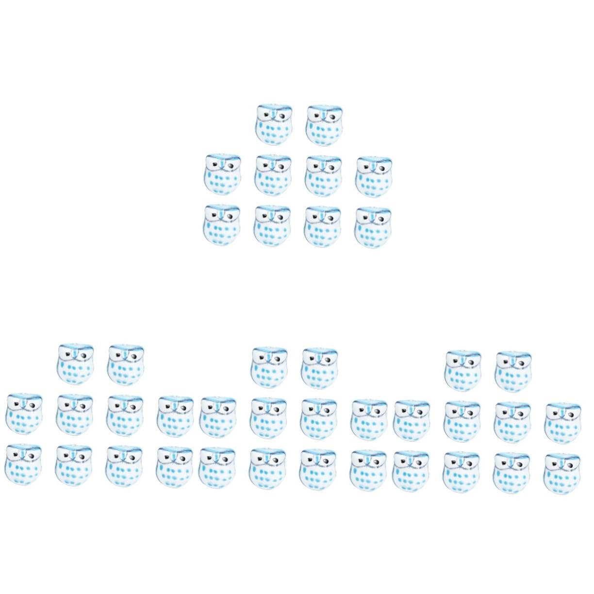 4 Ensembles Collier Bricolage Perles Bracelet De Perles d'animaux Petit Perles d'animaux Peintes À La Main Bracelets Perlés Hibou Perles Rondes Sky-Blue Céramique 10 Pièces * 4