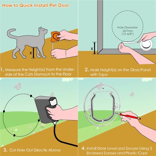 Puertas con cerradura de 4 vías para gatos y perros pequeños en color blanco 5