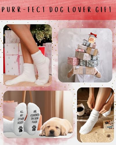 Image of Cavertin Fuzzy Dog Socks with Gift Packaging, Dog Gifts for Women & Men, Funny Socks, Fluffy Dog Mom Gifts