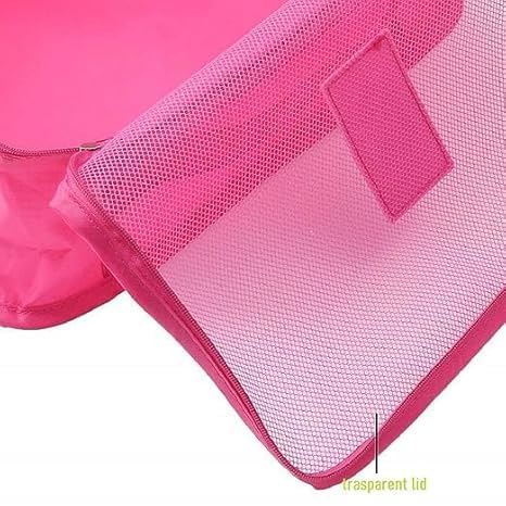 Image of 6 in 1 Polyester Secret Pouch Travel Bag Packing Cubes Laundry Bag with Undergarments & Cloth Storage Organizer Travelling Set /Suitcase Cloth Cube Bag (PINK 6 in 1 Travel Bag)