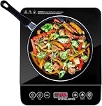 Andrew James Induction Hob Cooker 2000W, Portable Electric Hob with Hot Plate | Electric Induction Cooker with Touch Controls & 10 Heat Settings, Portable Stove (Single Black)