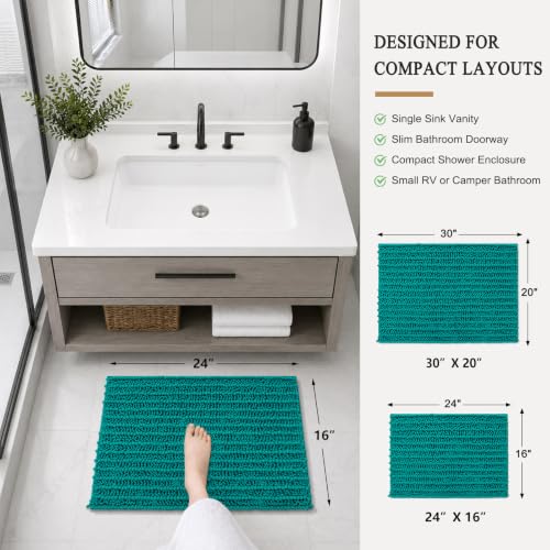Image of Arotive Luxury Small Bathroom Rugs 24x16, Extra Soft Thick Absorbent Shaggy Chenille Bath Rugs, Machine Wash Dry, Bath Mats for Bathroom Floor, Tub and Shower, Home Decor Accessories, Lake Blue