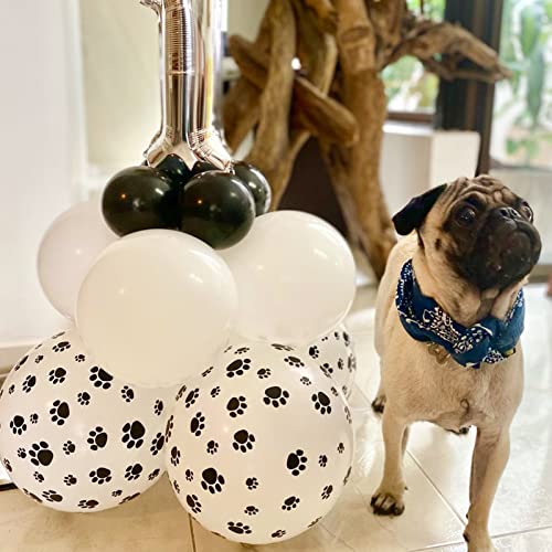 Image of PartyWoo Paw Latex Matte Balloons 50pcs White Balloons Helium 12 Inch | Dog Animals Theme Party Birthday Baby Shower Bridal Shower Gender Reveal Graduation Party Decorations